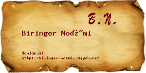 Biringer Noémi névjegykártya