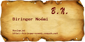 Biringer Noémi névjegykártya
